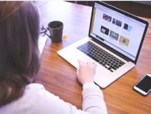 woman using a laptop